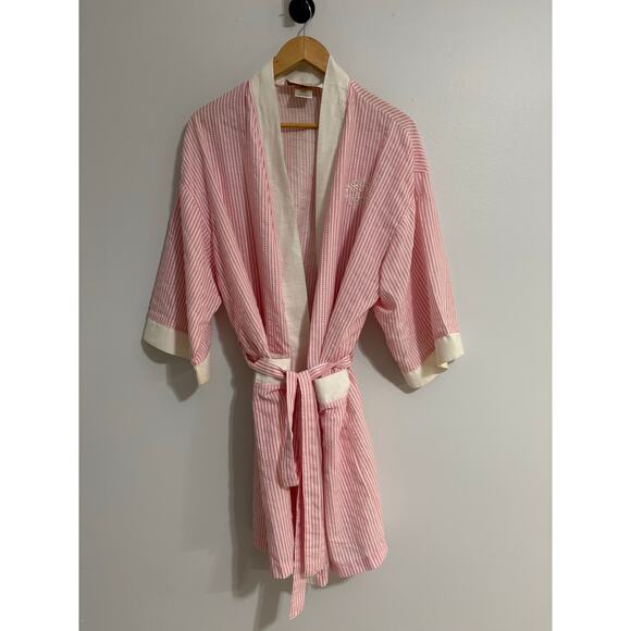 Stan Herman Other - Signature by Stan Herman Women's Robe Large Pink PinStripes Monogram Vintage